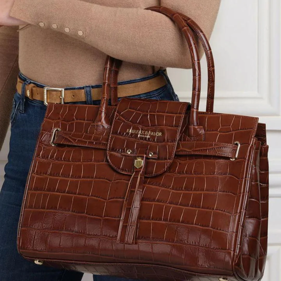 Fairfax & Favor Windsor Leather Handbag in Conker - Image 9
