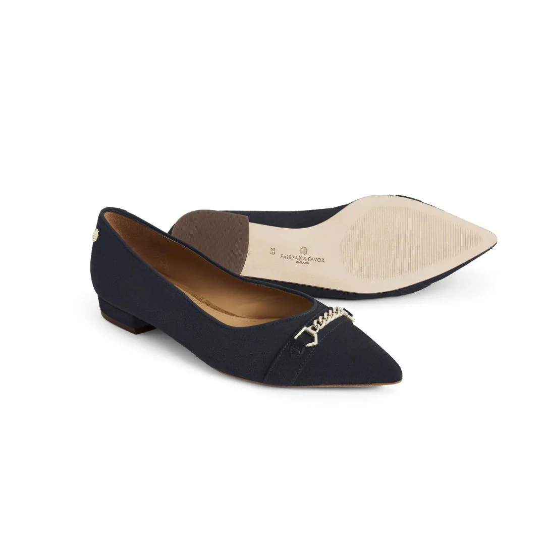 Fairfax & Favor Women's Apsley Suede Ballet Pump in Navy - Image 5
