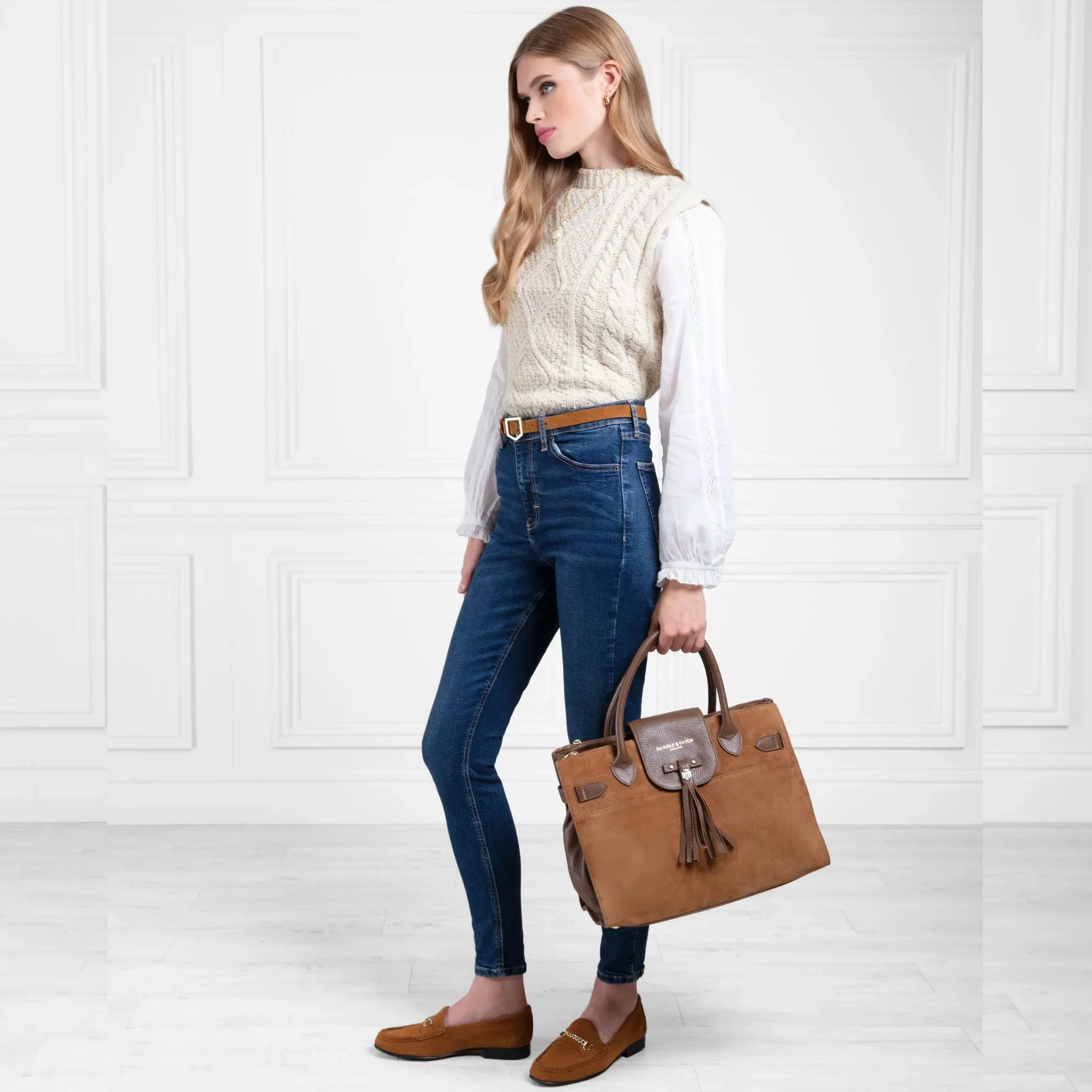 Fairfax & Favor Women's Apsley Suede Loafer in Tan - Image 6