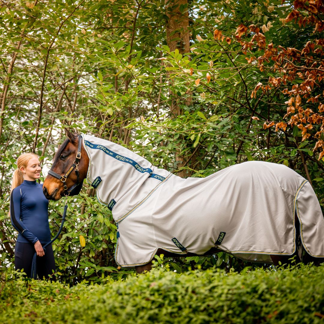 Horseware Amigo Bug Rug in Lunar Rock, Navy & Lime - Image 5