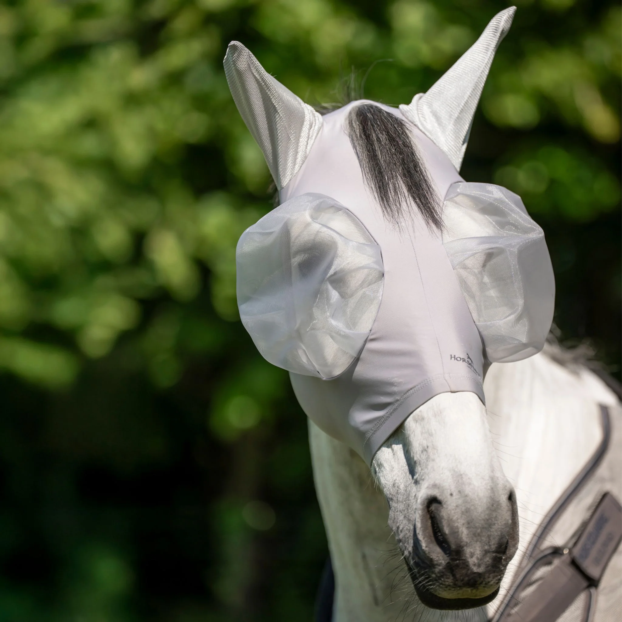 Horseware Defense Fly Mask in Silver - Image 5