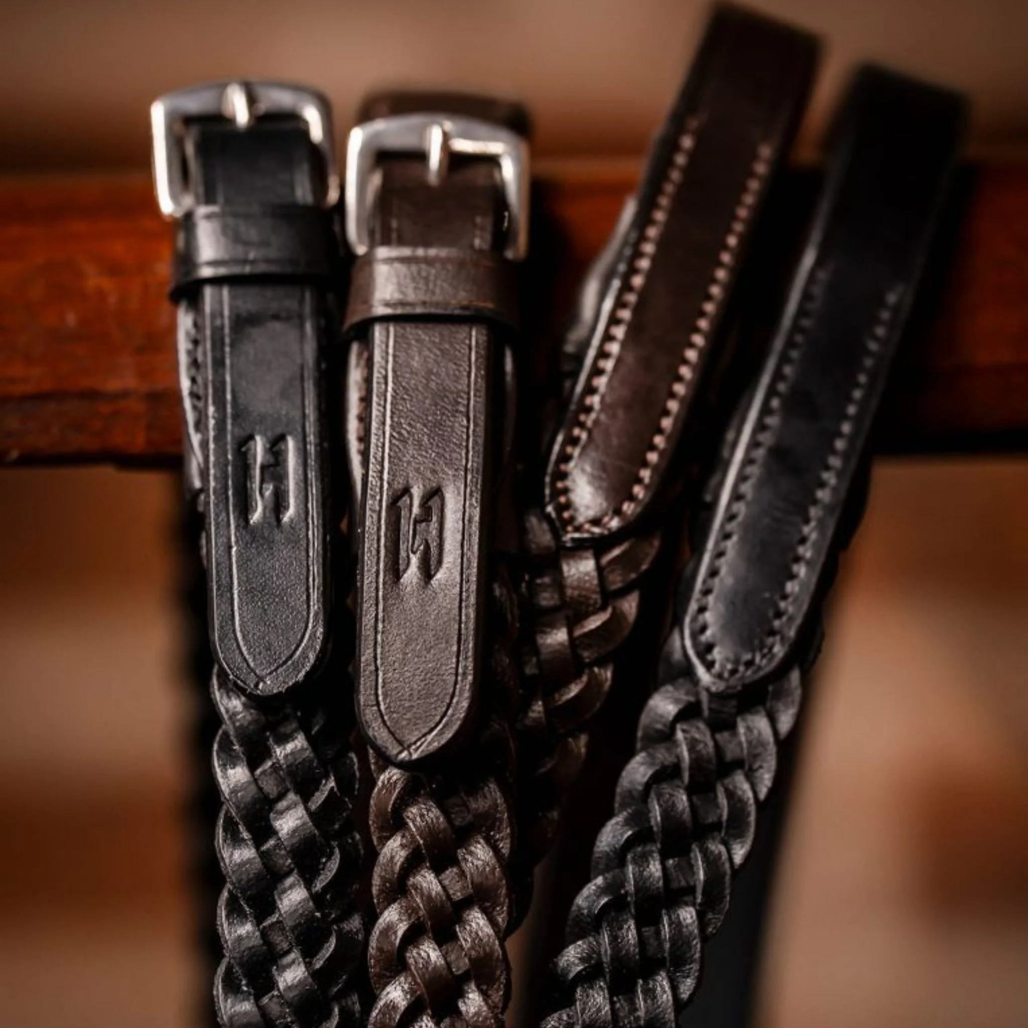 Horseware Plaited Reins in Black - Image 3