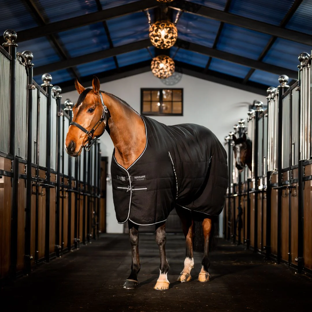 Horseware Rambo Stable Medium Rug in Black & Silver (200g) - Image 8
