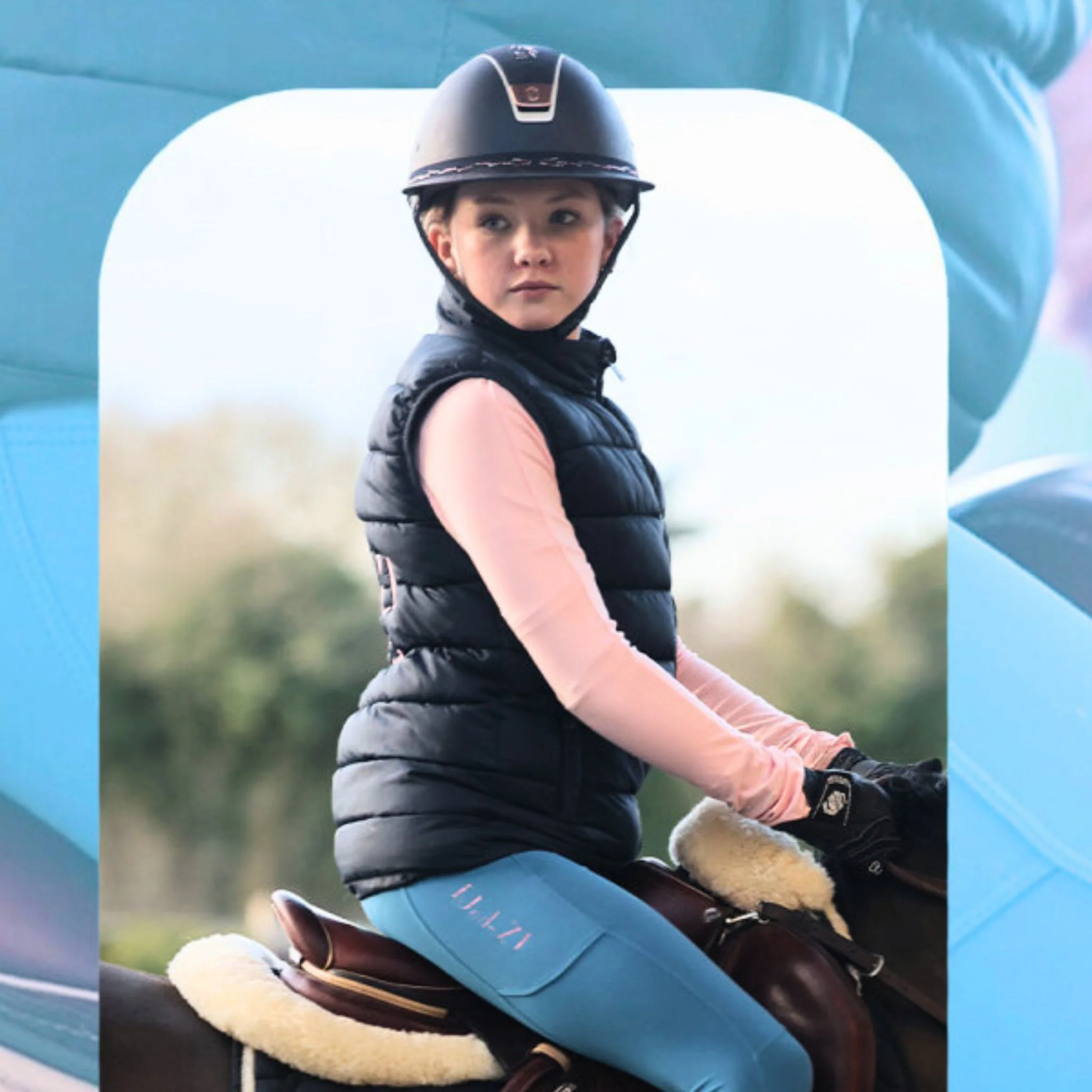 Jod-Z Kids Equestrian Riding Leggings in Stardust Teal - Image 3