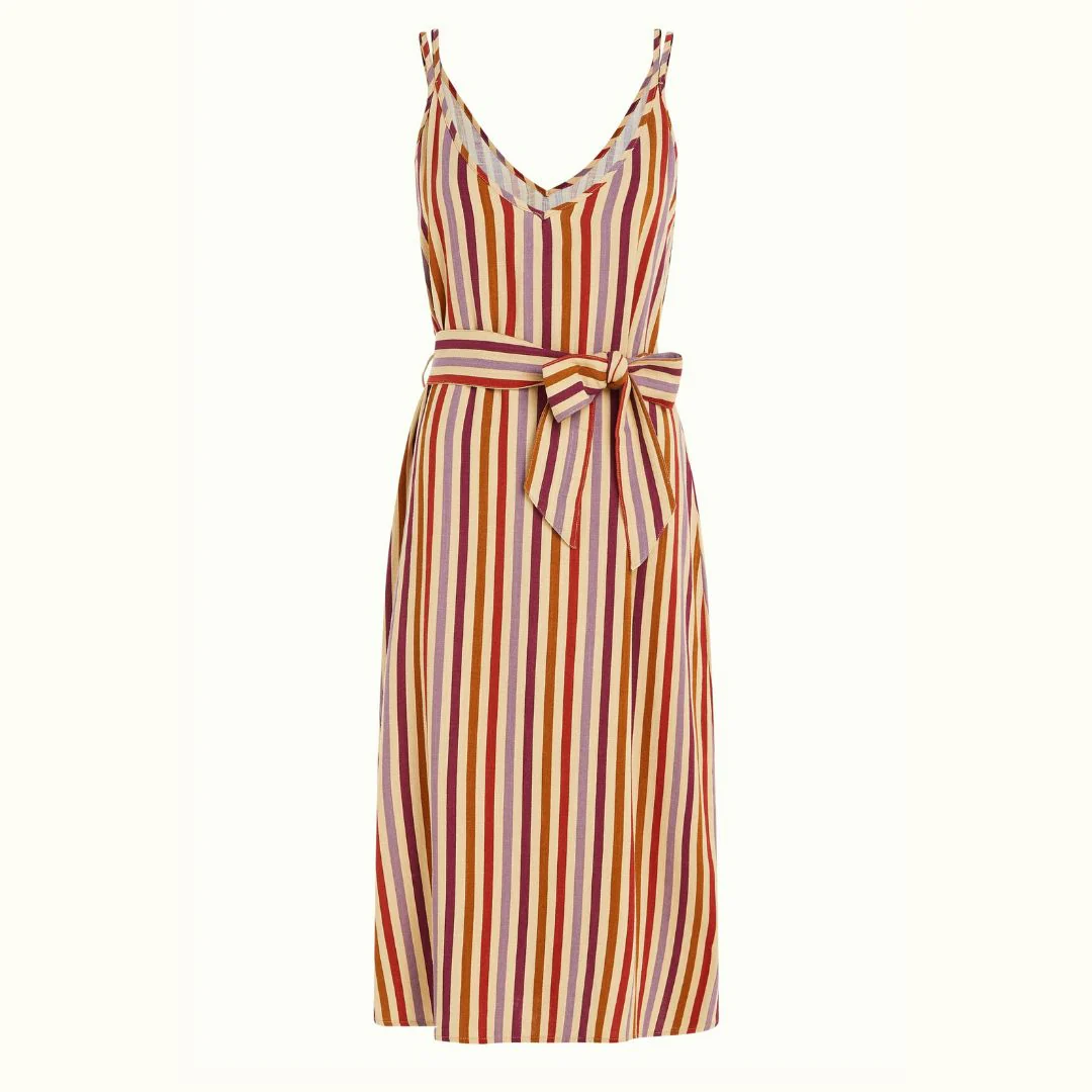 King Louie Women's Nadya Dress Cassava Stripe in Marzipan