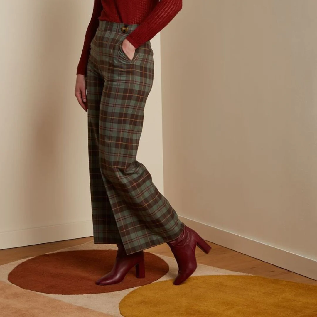 King Louie Women's Alba Pants Jones Check in Smoke Green - Image 2
