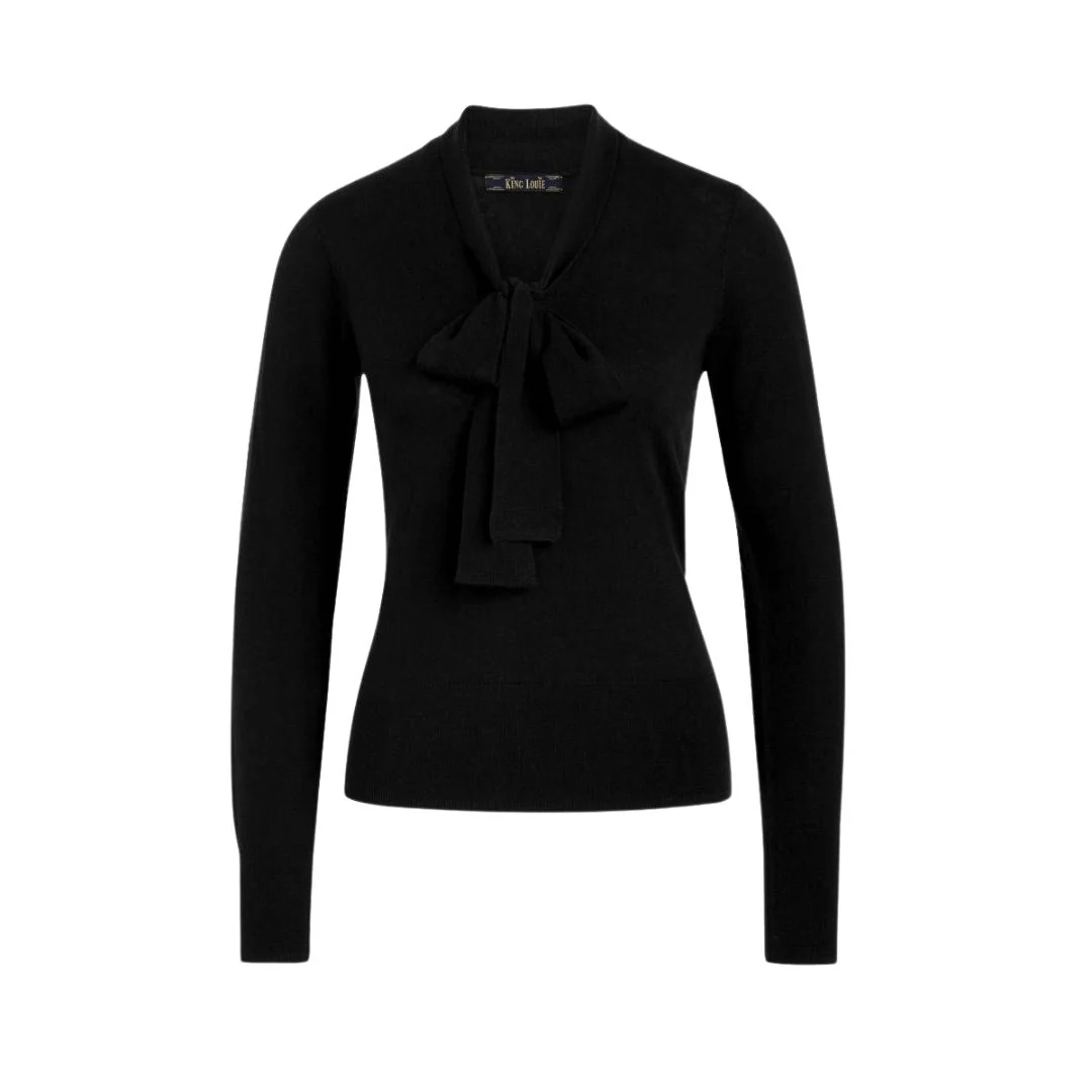 King Louie Women's Ellen Bow Top Cottonclub in Black