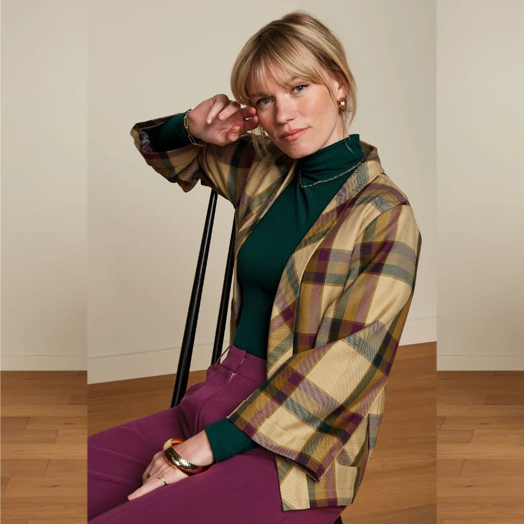King Louie Women's Noor Jacket Dreamer Check in Pine Green - Image 3