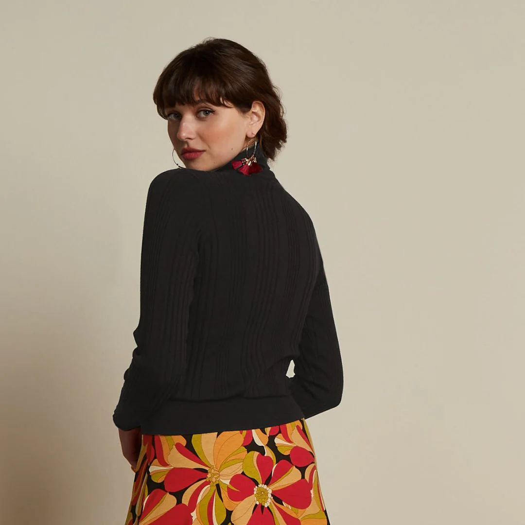 King Louie Women's Rib Rollneck Top Club in Black - Image 2