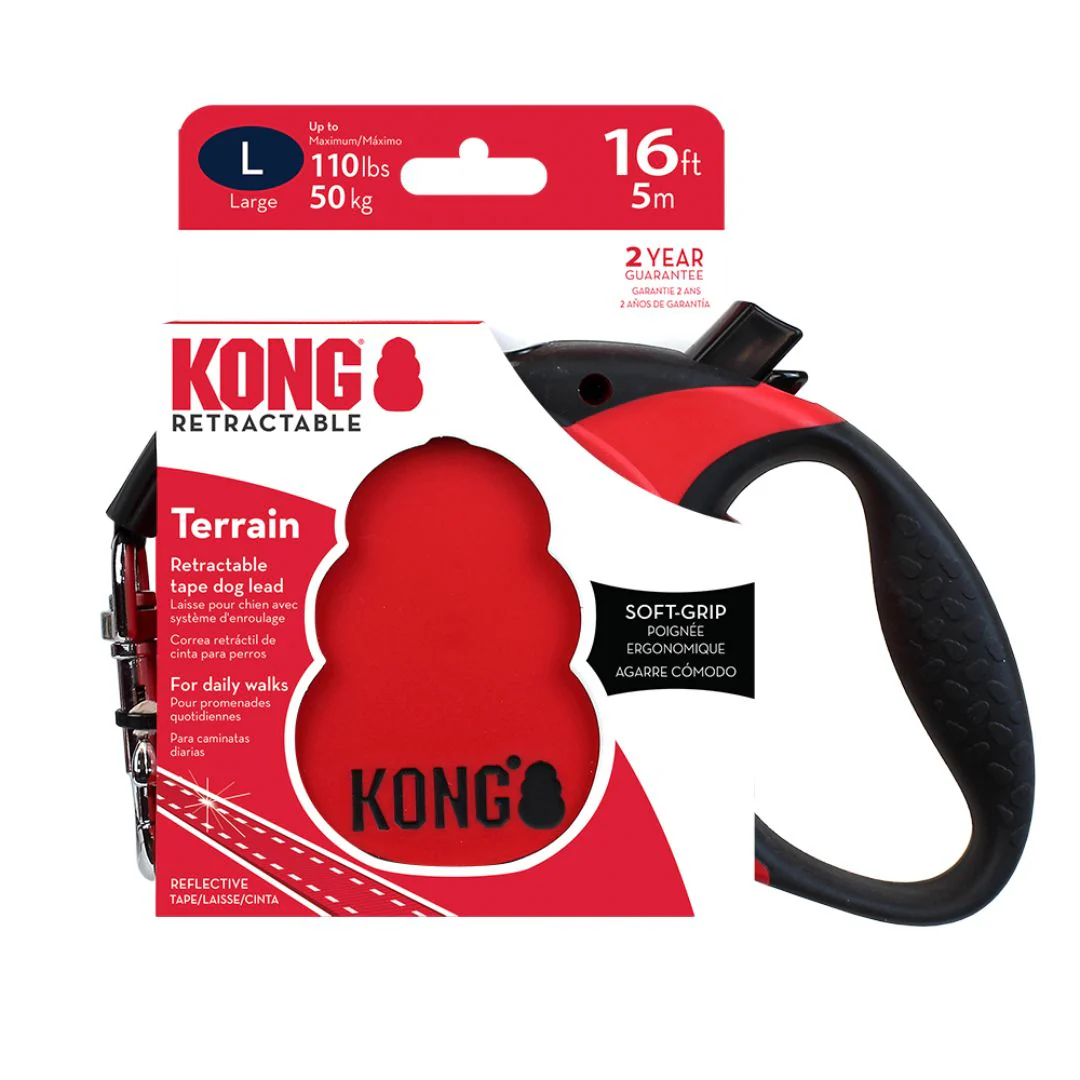KONG Retractable Terrain Tape Dog Lead in Red - Image 4