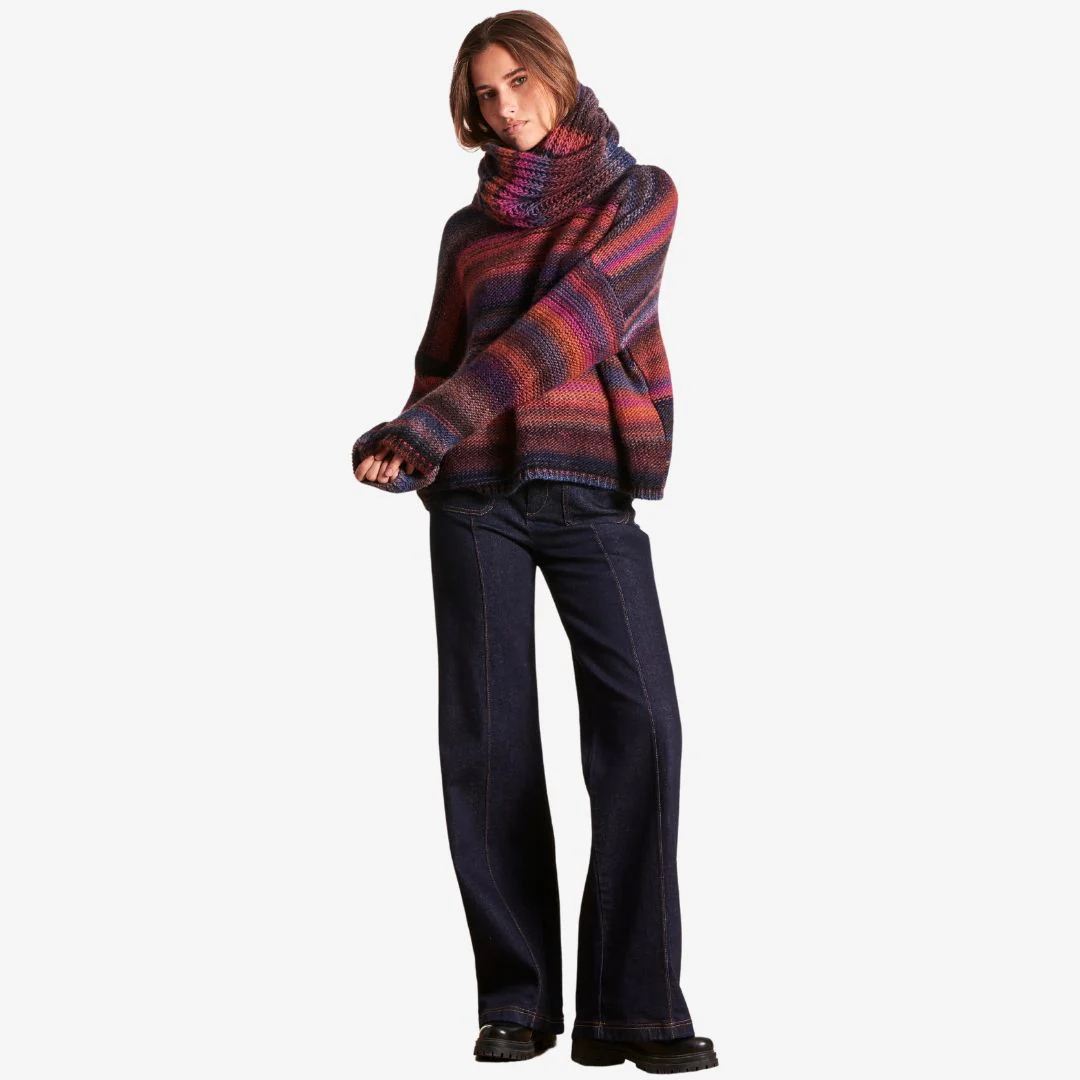 La Fee Maraboutee Multicolored Wool Scarf in Violine - Image 2