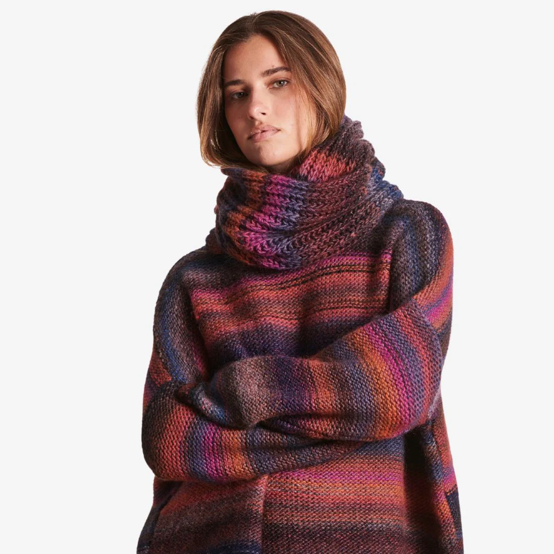 La Fee Maraboutee Multicolored Wool Scarf in Violine - Image 3