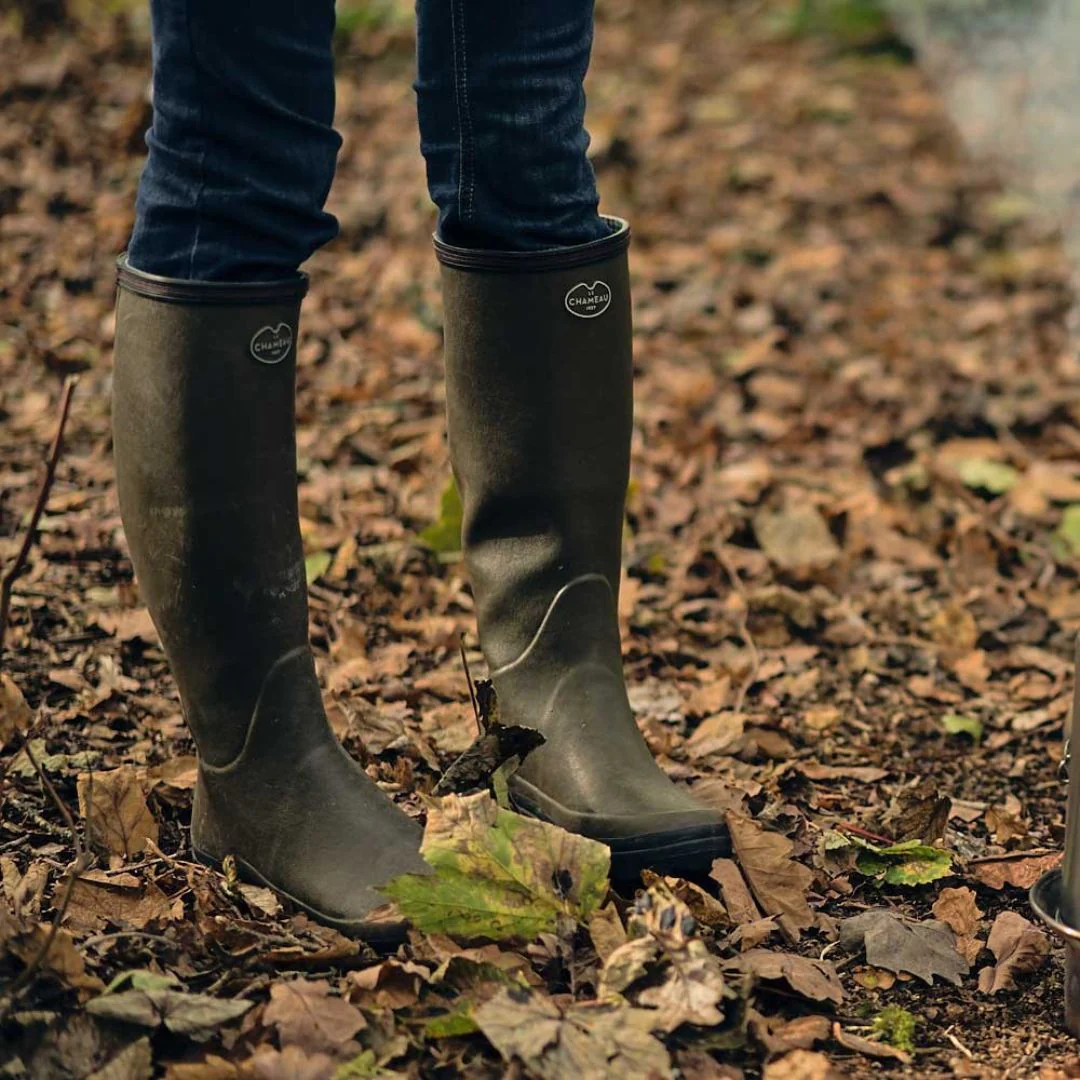 Le Chameau Women's Giverny Jersey Lined Wellington Boot in Vert Chameau (Chameau Green) - Image 8
