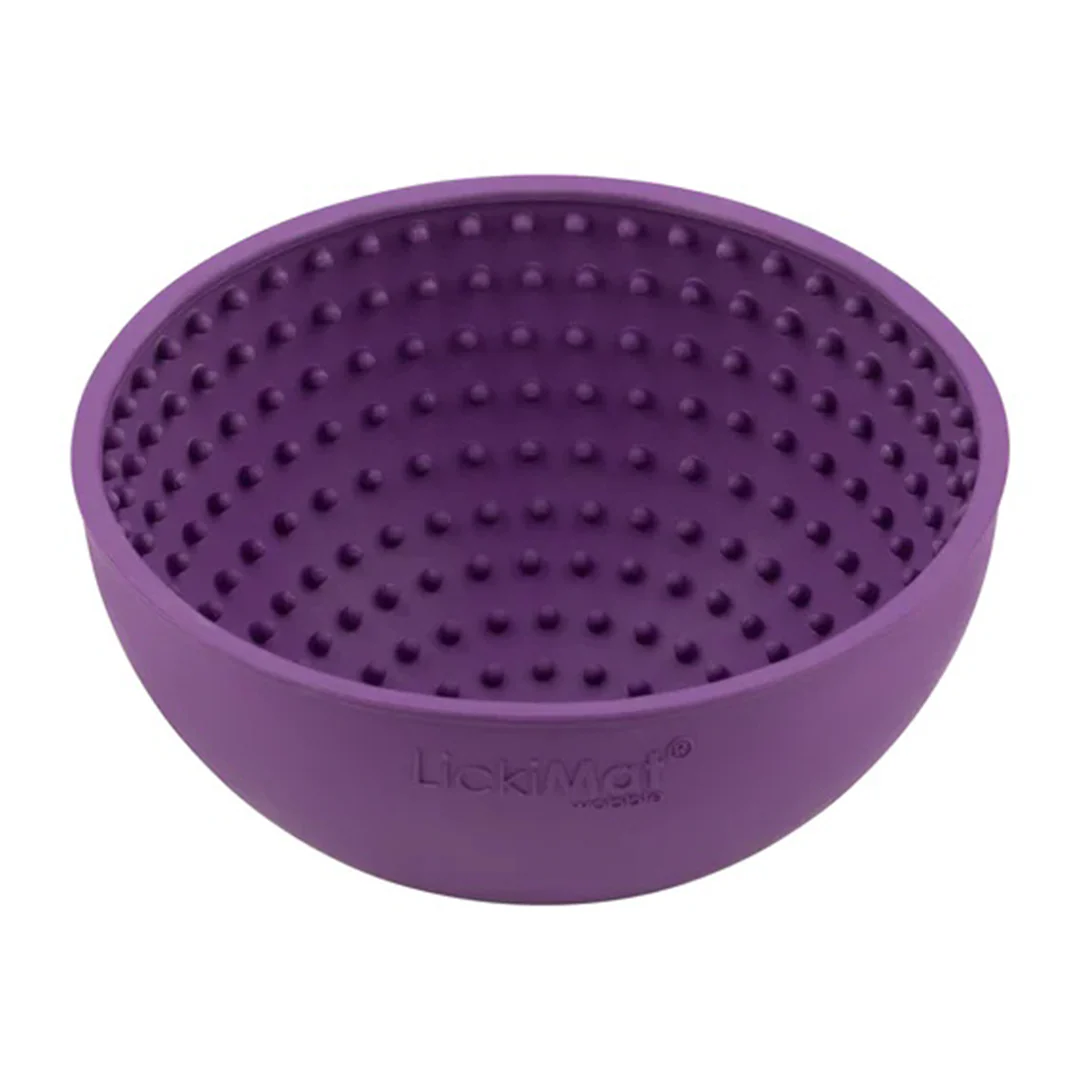 LickiMat Wobble Slow Feeding Rubber Bowl in Purple - Image 2