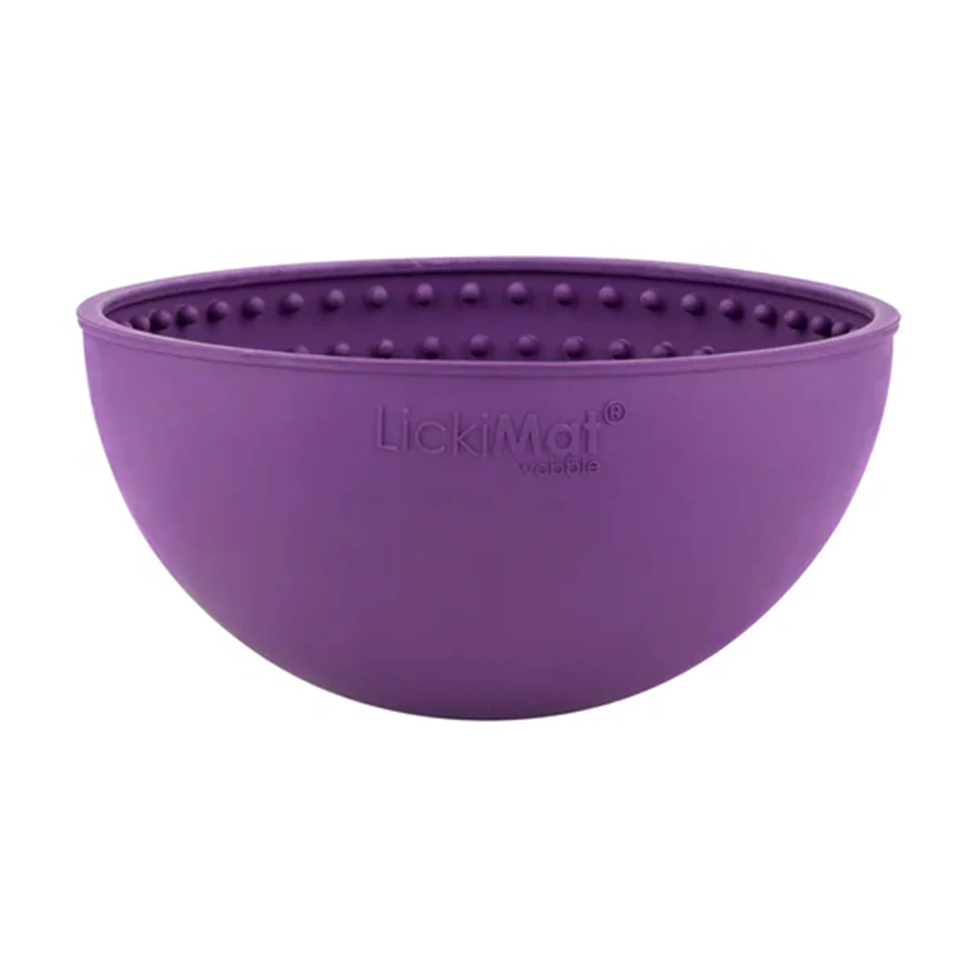 LickiMat Wobble Slow Feeding Rubber Bowl in Purple - Image 3