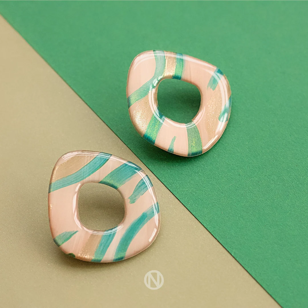 Naoi Zebra Stud Earrings in Beige