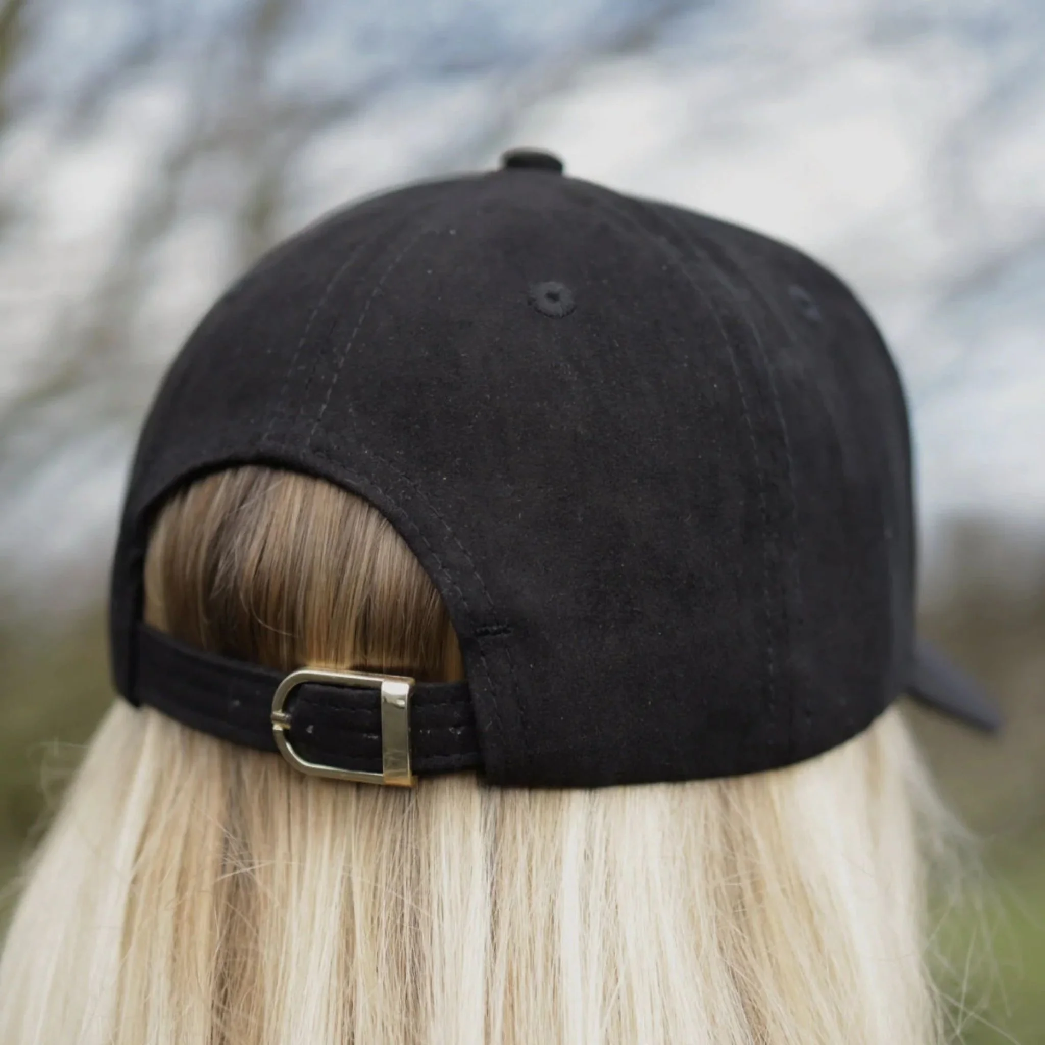 SandStorm Suede Effect Baseball Cap in Black - Image 2
