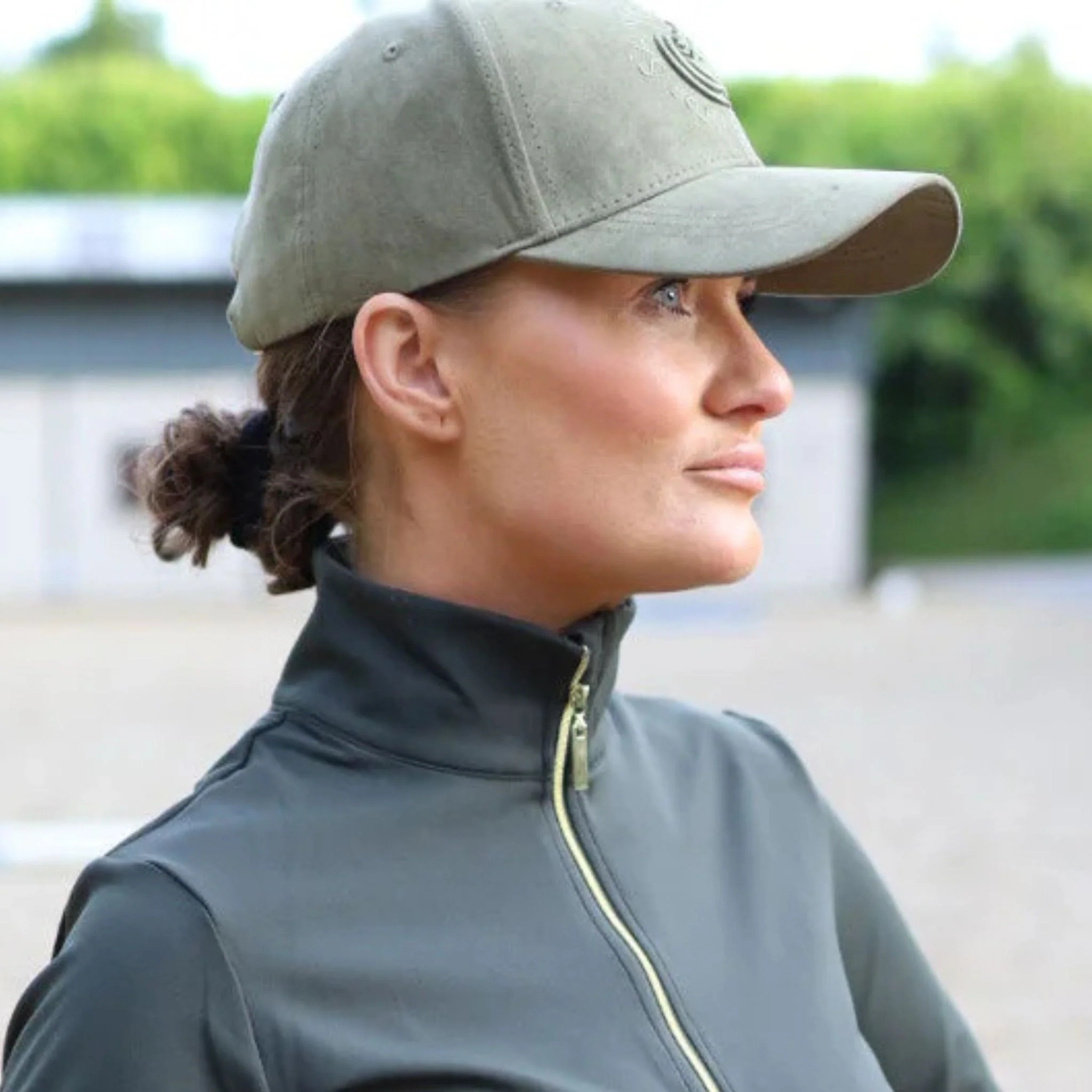 SandStorm Suede Effect Baseball Cap in Khaki - Image 3