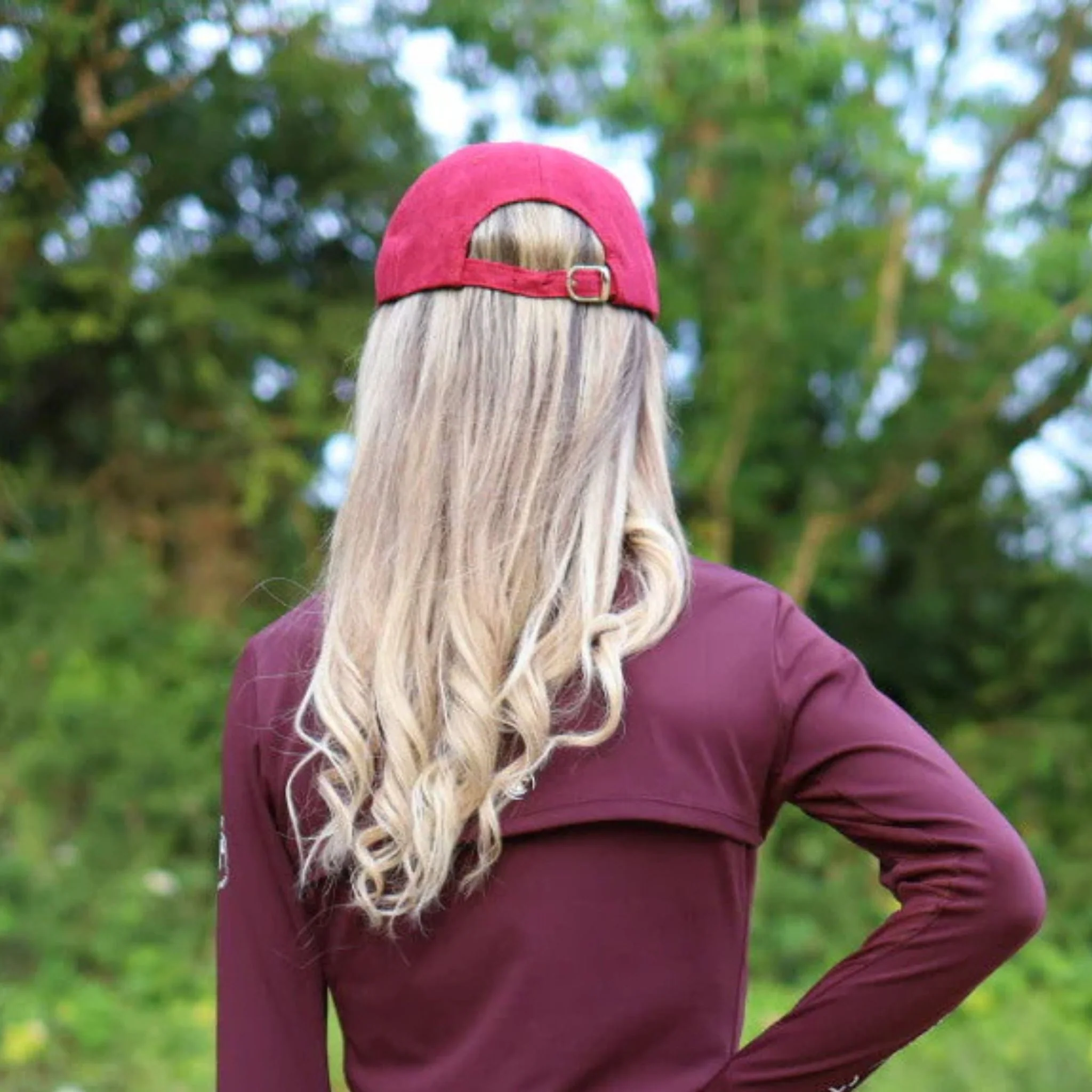 SandStorm Suede Effect Baseball Cap in Ruby - Image 3
