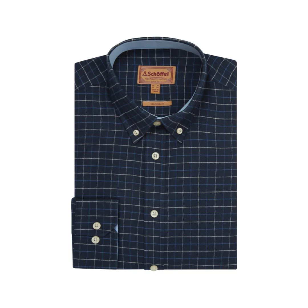 Schoffel Men's Alderburgh Tailored Shirt in Dusky Blue & Oak Check - Image 7