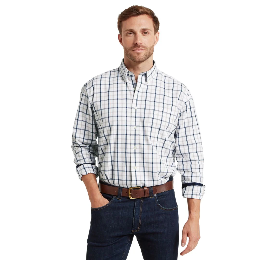 Schoffel Men's Brancaster Classic Shirt in Oxford Navy Check - Image 7