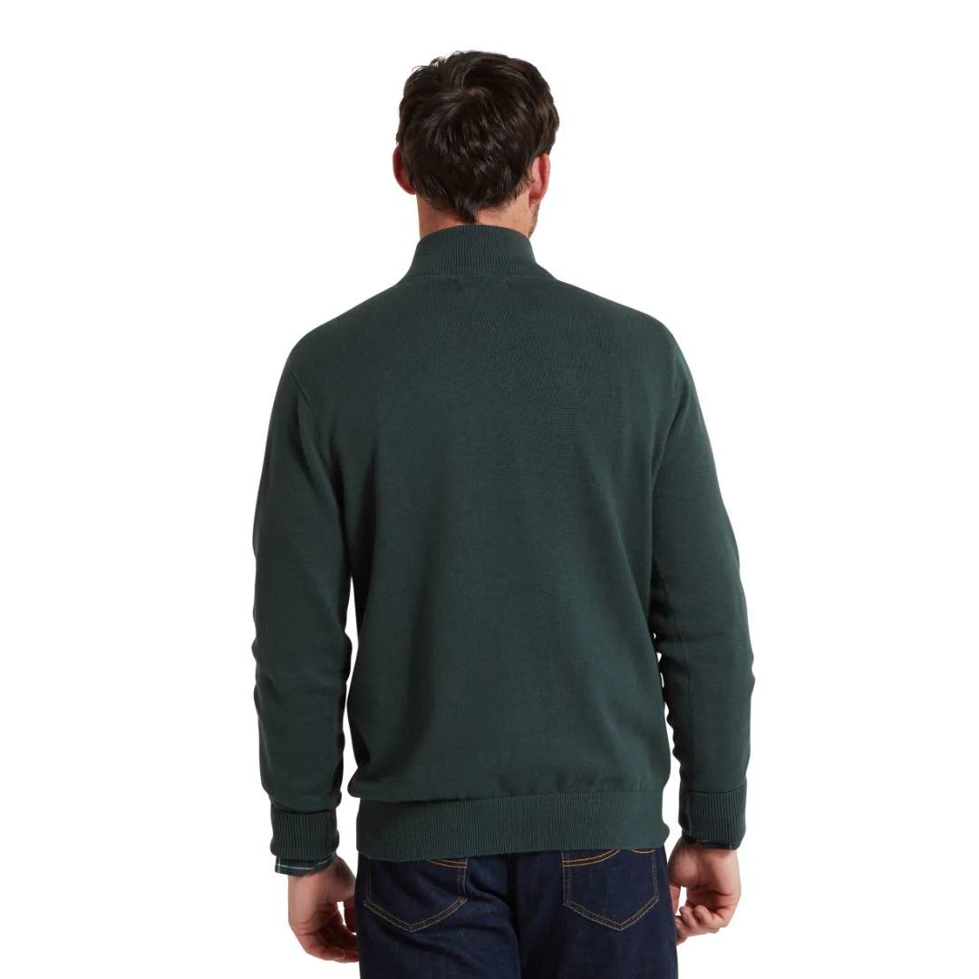 Schoffel Men's Calton Cotton Cashmere Quarter Zip Jumper in Botanical Green - Image 3