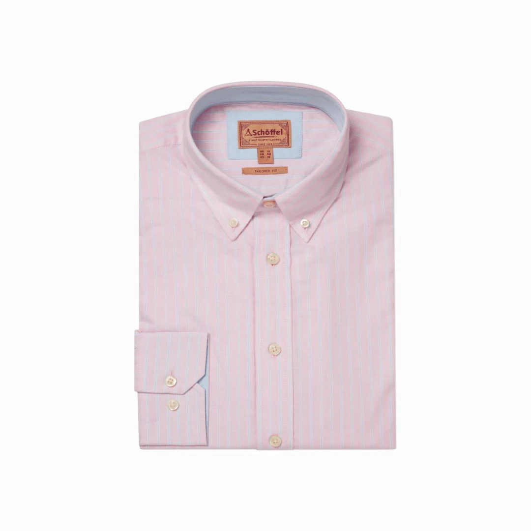 Schoffel Men's Holt Soft Oxford Tailored Shirt in Pink & Blue Stripe - Image 3