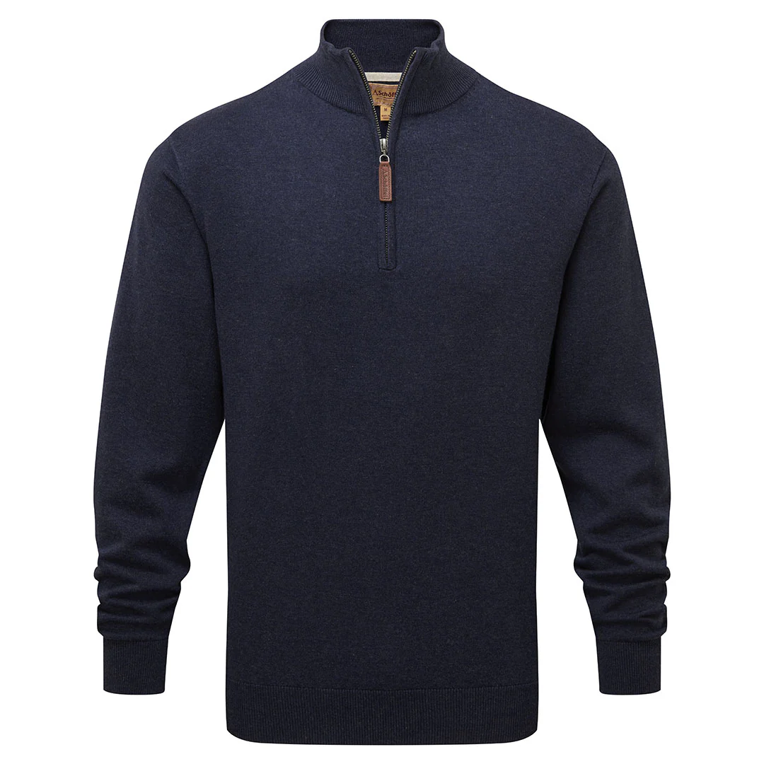 Schoffel Men's Porthmeor Pima Cotton 1/4 Zip Jumper in Navy