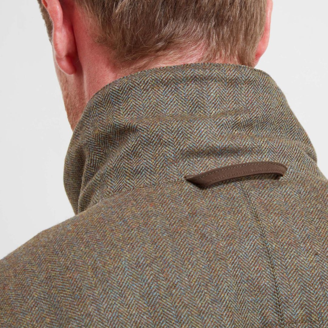 Schoffel Men's Ptarmigan Herringbone Tweed Classic Coat in Loden Green - Image 10