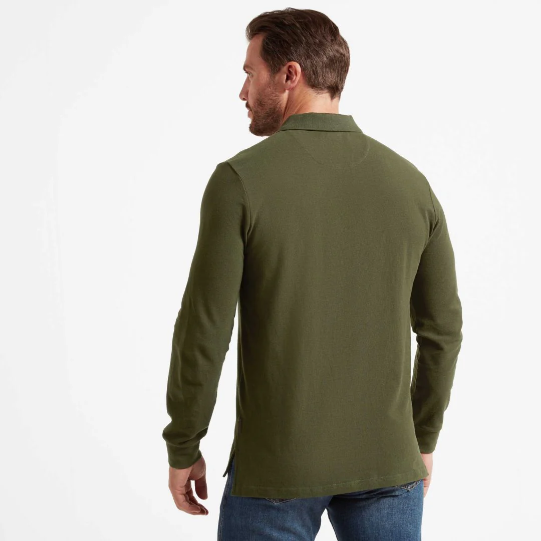 Schoffel Men's St. Ives Long Sleeve Polo Shirt in Forest - Image 3