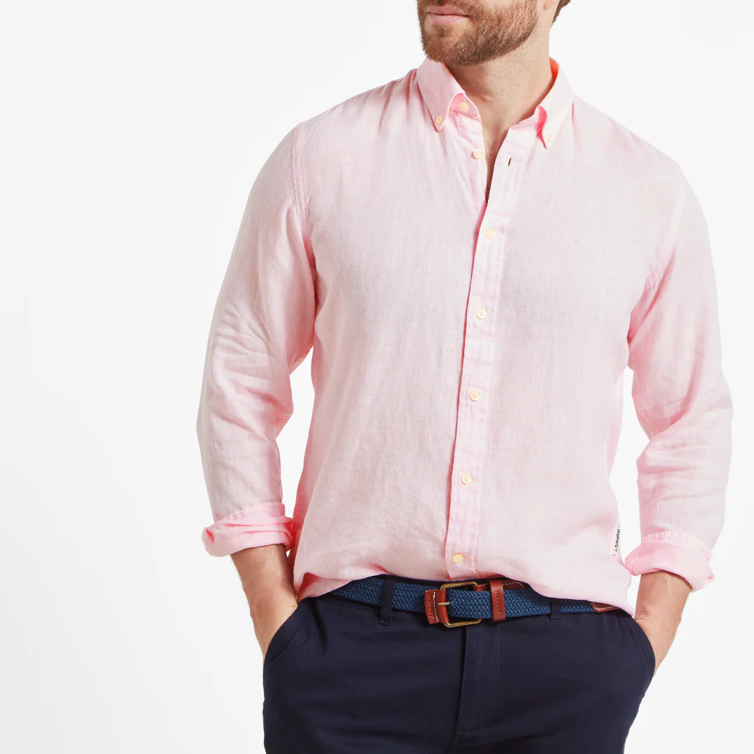 Schoffel Men's Walsingham Linen Shirt in Pale Pink