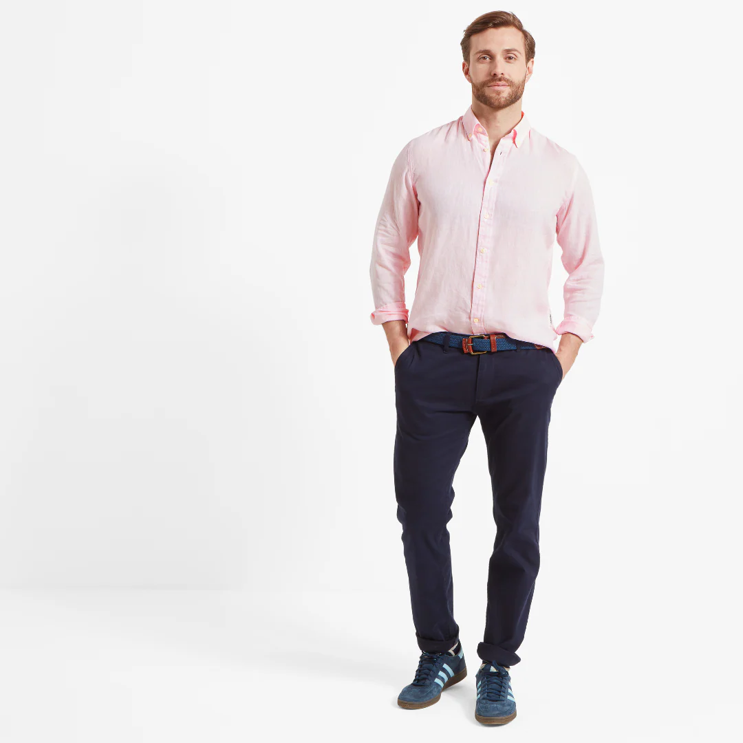 Schoffel Men's Walsingham Linen Shirt in Pale Pink - Image 7