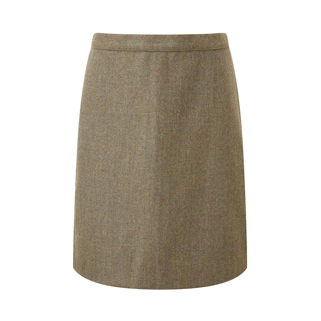 Schoffel Women's Beauly Herringbone Tweed Skirt in Loden Green - Image 5