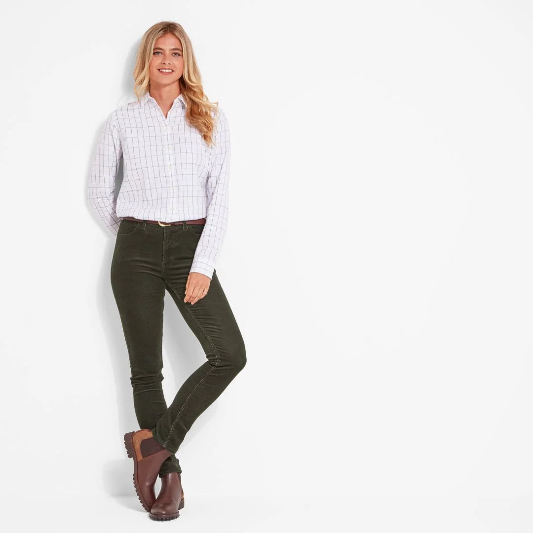 Schoffel Women's Clover Cord Jean Trousers in Forest - Image 4