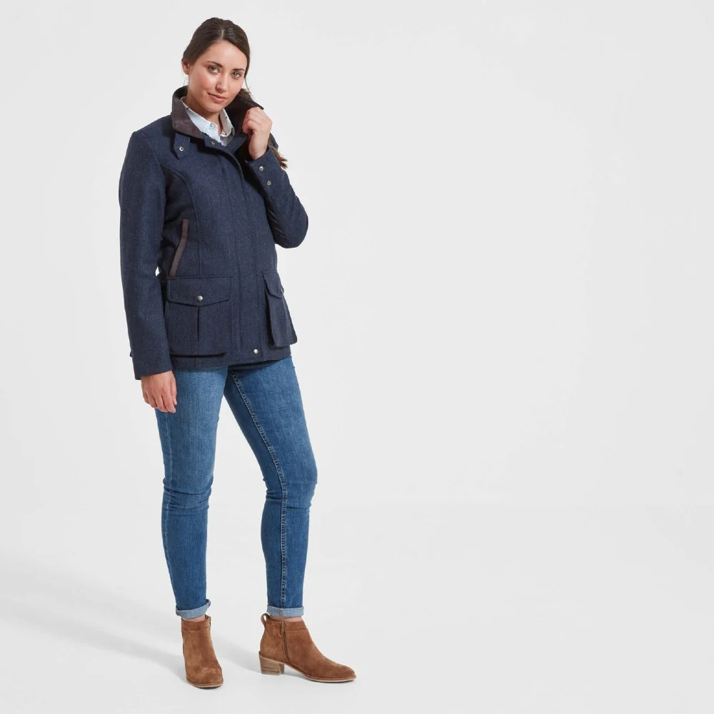 Schoffel Women's Lilymere Tweed Jacket in Navy Herringbone Tweed - Image 6