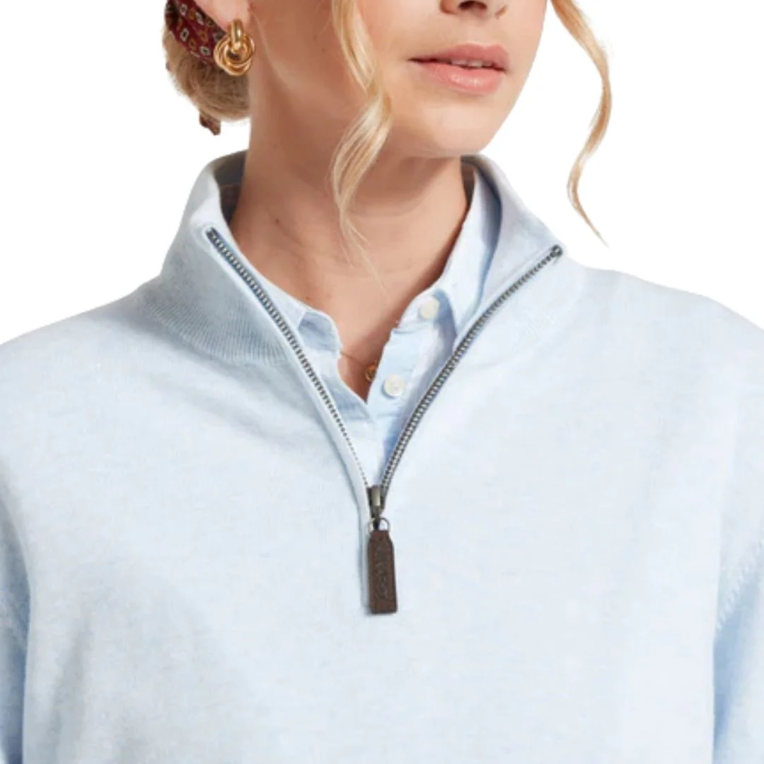 Schoffel Women's Polperro Pima Cotton Quarter Zip Jumper in Blue Water - Image 5