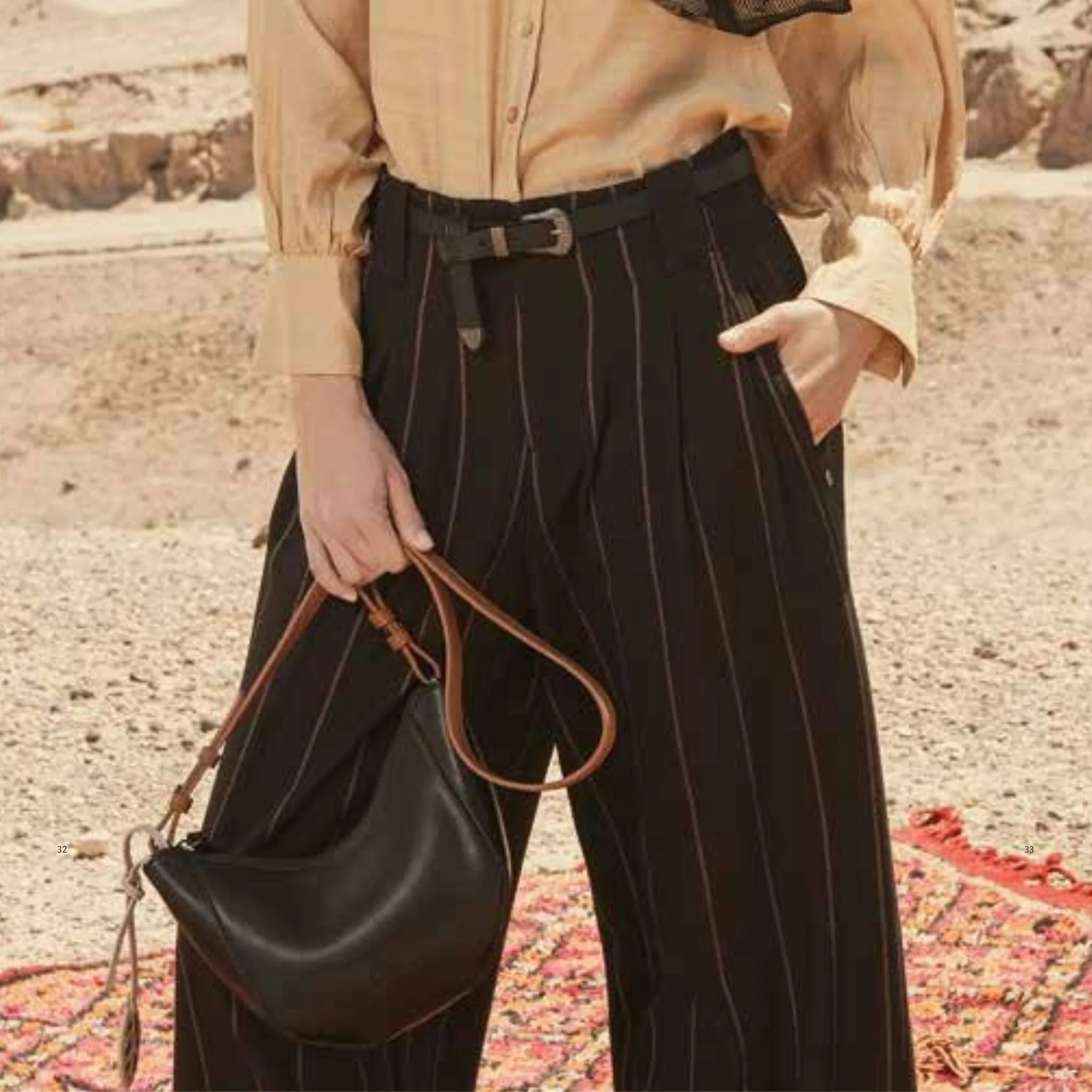 Surkana Women's Irdi Pinstriped Wide Leg Trousers in Brown - Image 3