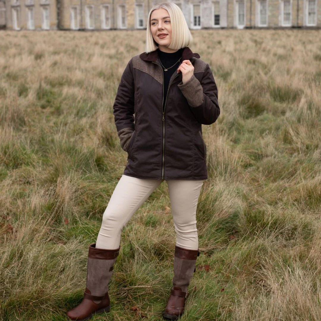 Welligogs Women's Burghley Wax Jacket in Herringbone - Image 11