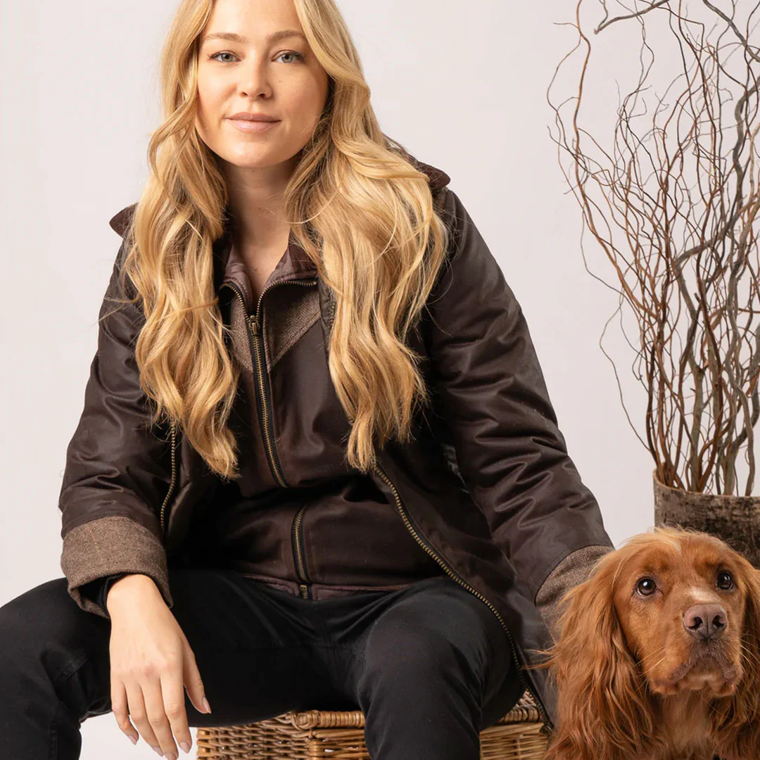 Welligogs Women's Burghley Wax Jacket in Herringbone - Image 8