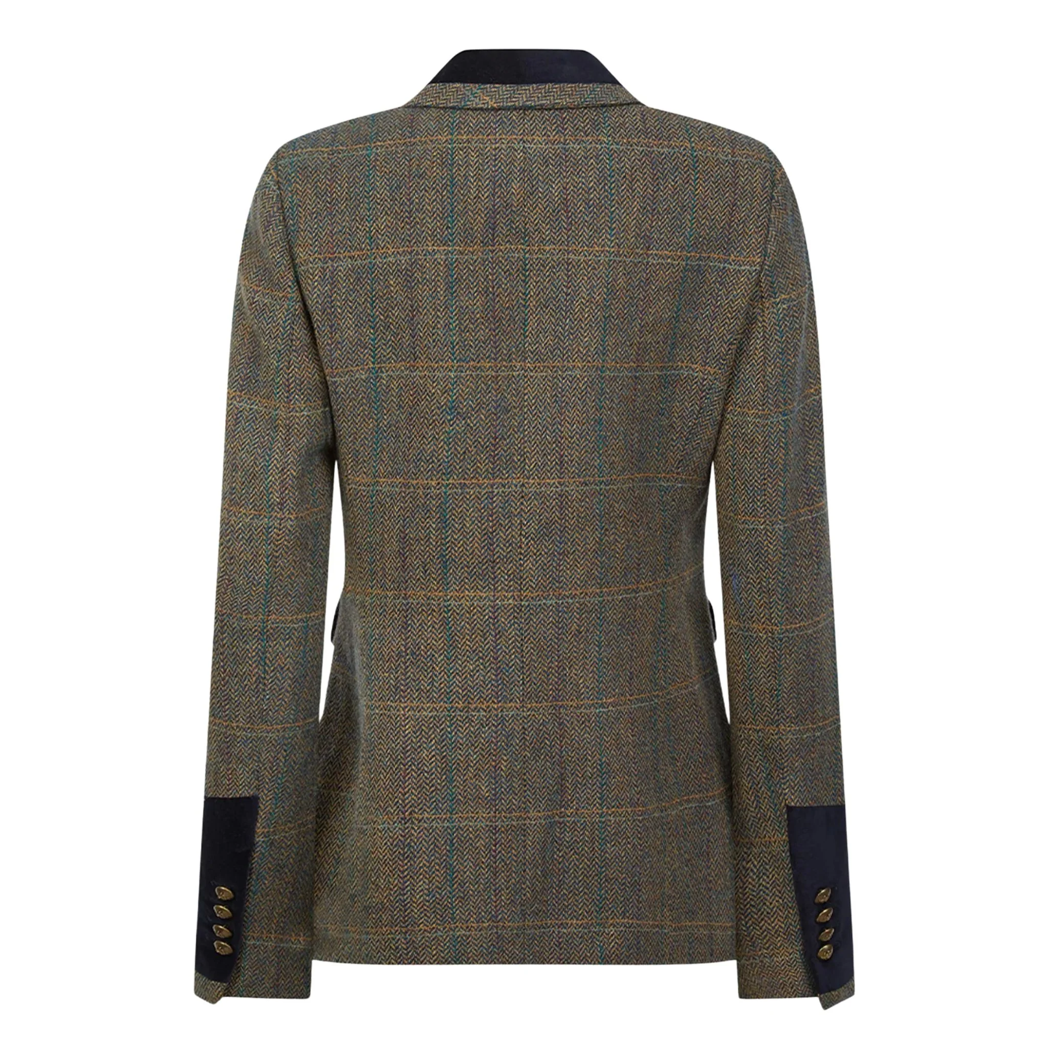 Welligogs Women's Grantham Wool Jacket in Herringbone Tweed & Navy Velvet - Image 2