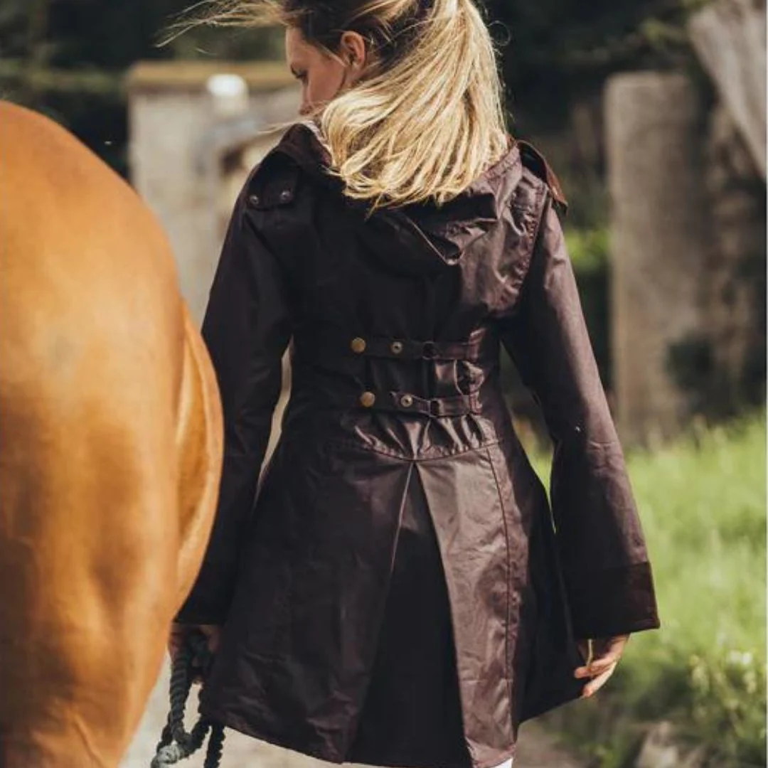 Welligogs Women's Louise Wax Coat in Mahogany - Image 12