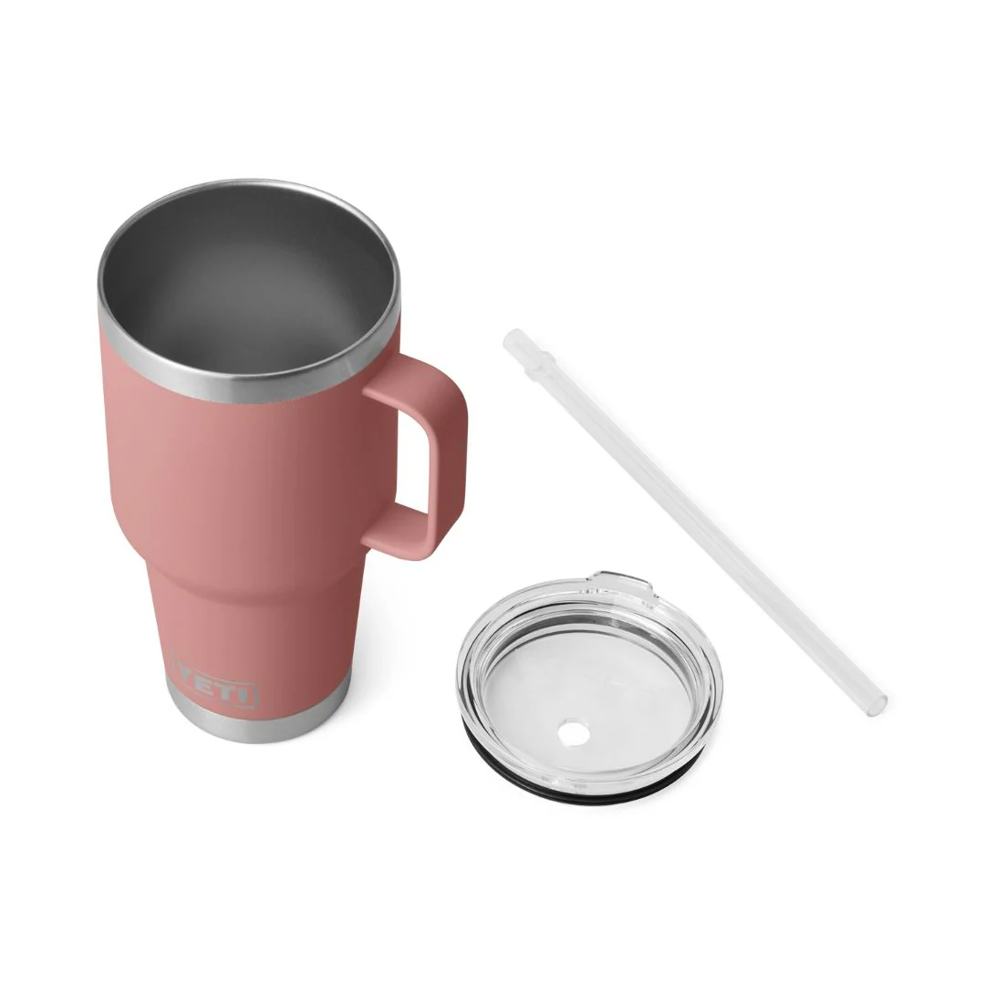 YETI Rambler 35 Oz Straw Mug in Sandstone Pink (994ml) with Straw Lid - Image 2