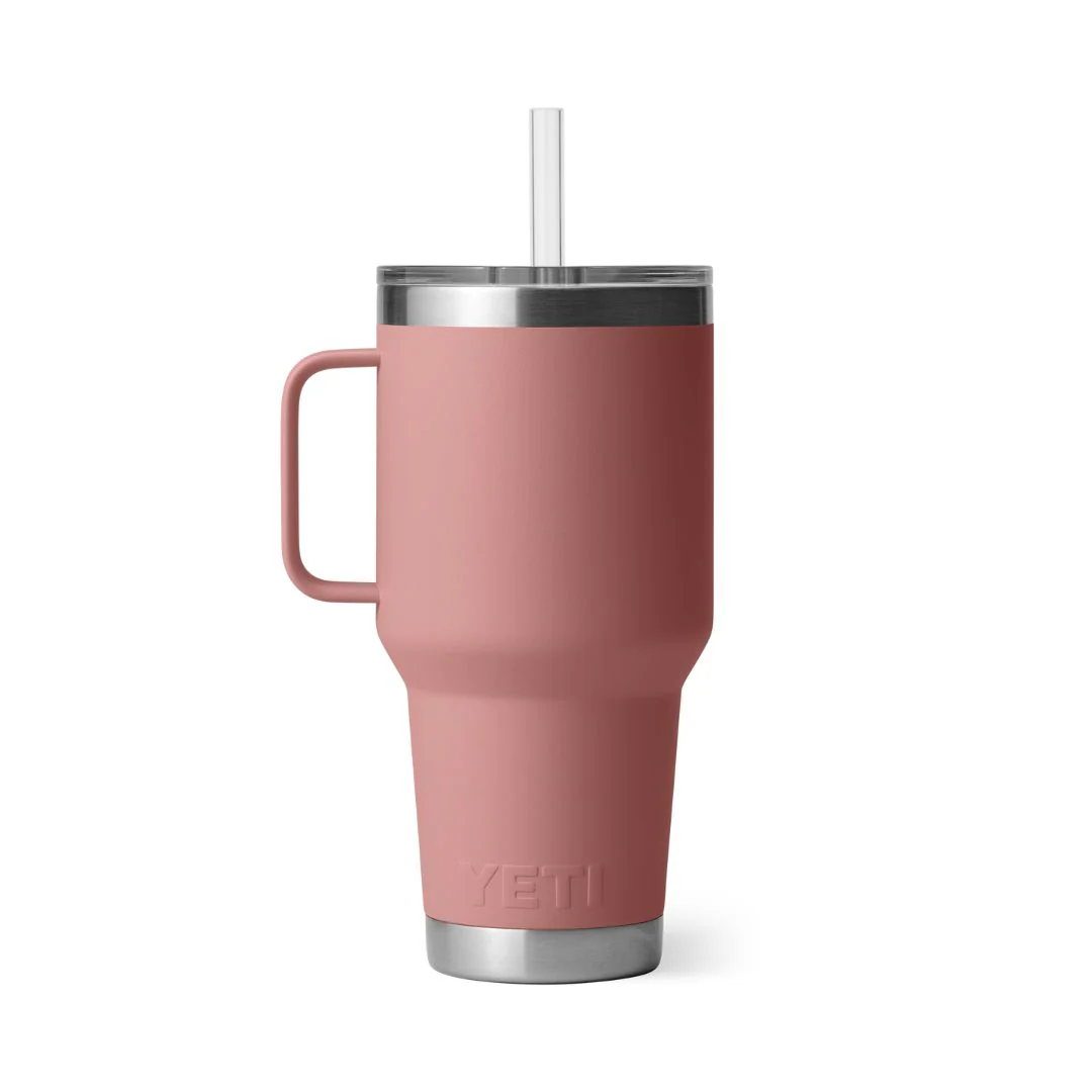 YETI Rambler 35 Oz Straw Mug in Sandstone Pink (994ml) with Straw Lid - Image 4